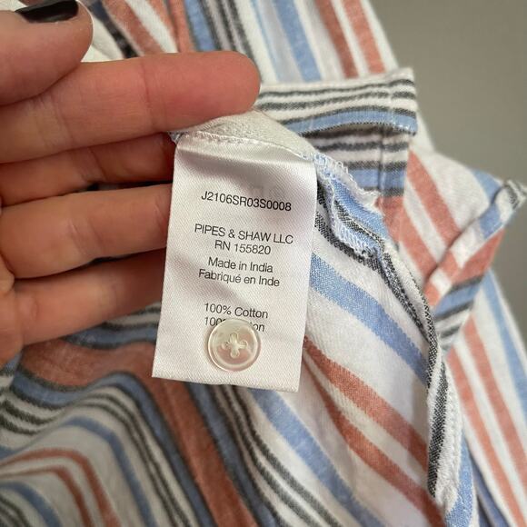 Veronica Beard Grove Striped Shirt Large Button Front Lightweight Gauzy Cotton - Picture 16 of 16